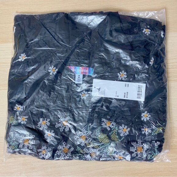 Urban Outfitters | Sienna Asymmetrical Embroidered Mini Dress Black New Medium - Picture 7 of 8